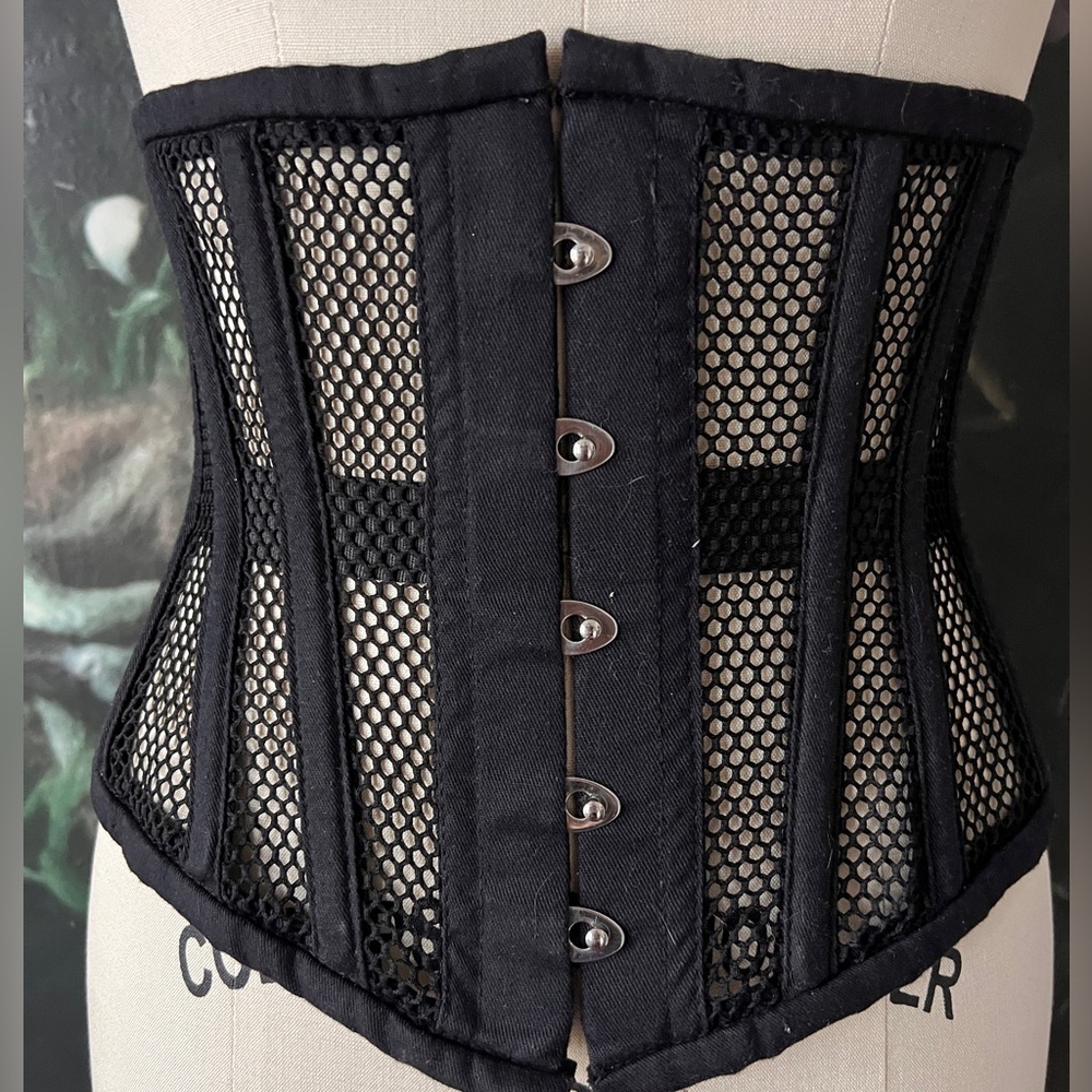 Orchard Corset Black Mesh Waspie Corset Waist Trainer Hourglass Underbust